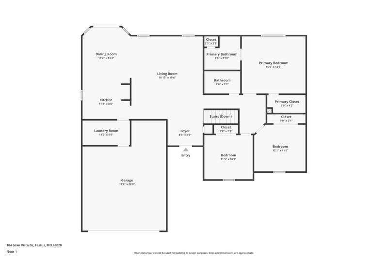 1,715/Mo, 104 Gran Vista Dr Festus, MO 63028 Floor Plan View