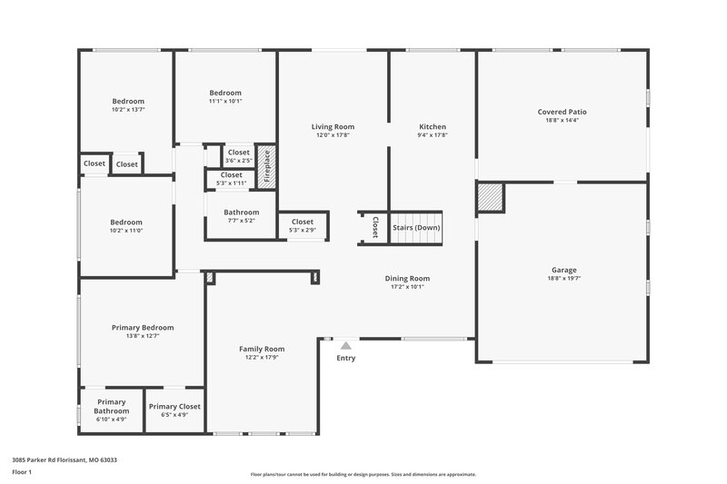 2,240/Mo, 3085 Parker Rd Florissant, MO 63033 Floor Plan View