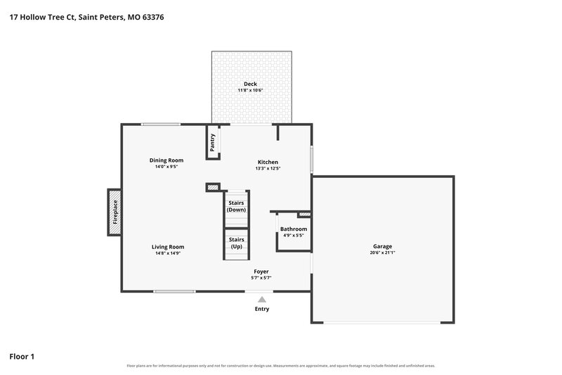 2,205/Mo, 17 Hollow Tree Ct Saint Peters, MO 63376 Floor Plan View