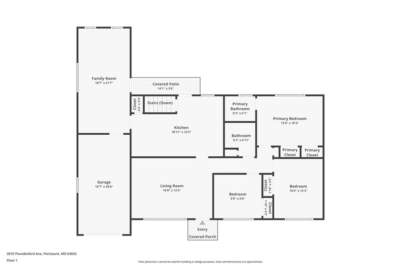 1,780/Mo, 2010 Thunderbird Ave Florissant, MO 63033 Floor Plan View