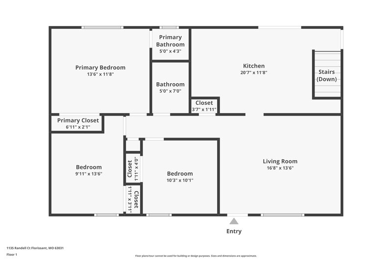 1,700/Mo, 1135 Randell Ct Florissant, MO 63031 Floorplan View 2