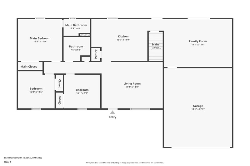 2,185/Mo, 5834 Mayberry Dr Imperial, MO 63052 Floorplan View