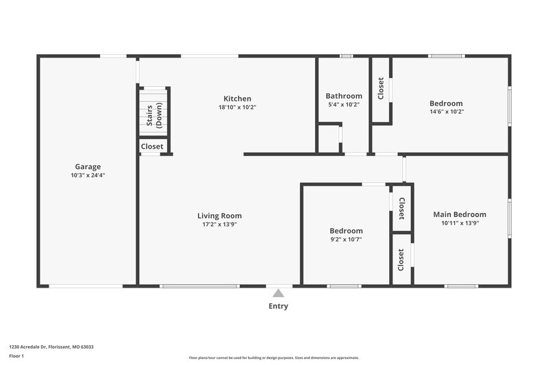1,650/Mo, 1230 Acredale Dr Florissant, MO 63033 Floorplan View