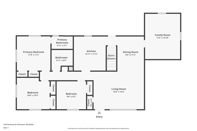 1,790/Mo, 1135 Penhurst Dr Florissant, MO 63033 Floor Plan View