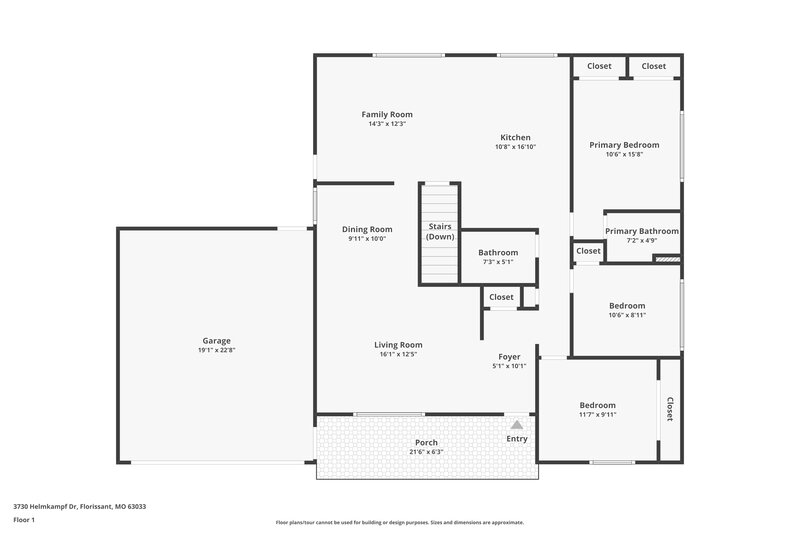 1,745/Mo, 3730 Helmkampf Dr Florissant, MO 63033 Floor Plan View