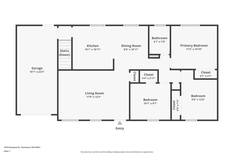 1,610/Mo, 1010 Dewayne Dr Florissant, MO 63031 Floor Plan View