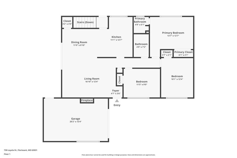 1,725/Mo, 730 Loyola Drive Florissant, MO 63031 Floor Plan View 2
