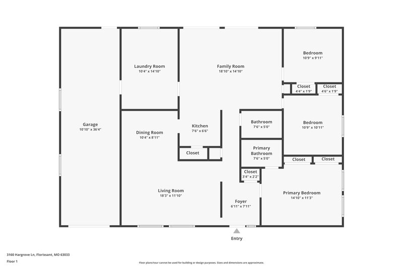 2,060/Mo, 3160 Hargrove Ln Florissant, MO 63033 Floor Plan View