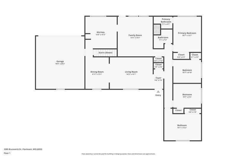 1,875/Mo, 3385 Brunswick Dr Florissant, MO 63033 Floor Plan View 2