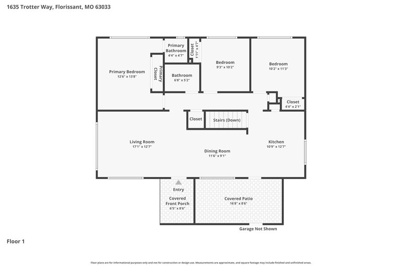 2,340/Mo, 1635 Trotter Way Florissant, MO 63031 Floor Plan View