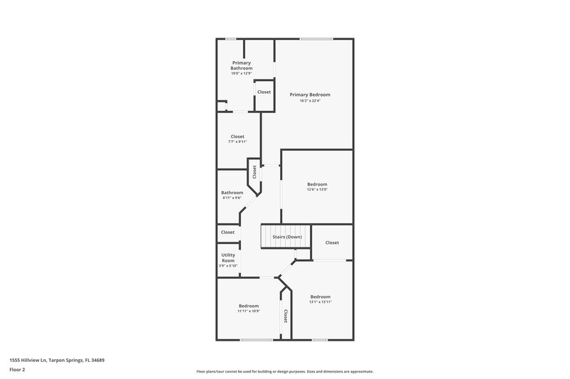 2,395/Mo, 1555 Hillview Ln Tarpon Springs, FL 34689 Floor Plan View 2