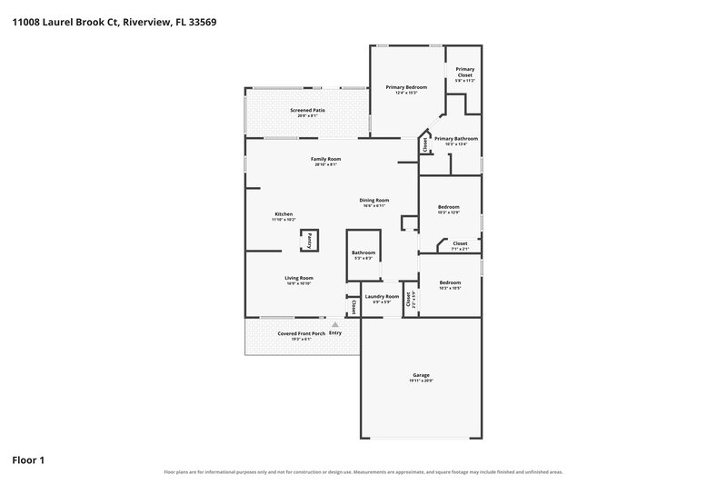 1,945/Mo, 11008 Laurel Brook Ct Riverview, FL 33569 Floor Plan View