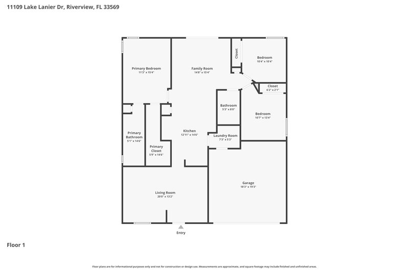 2,050/Mo, 11109 Lake Lanier Dr Riverview, FL 33569 Floor Plan View