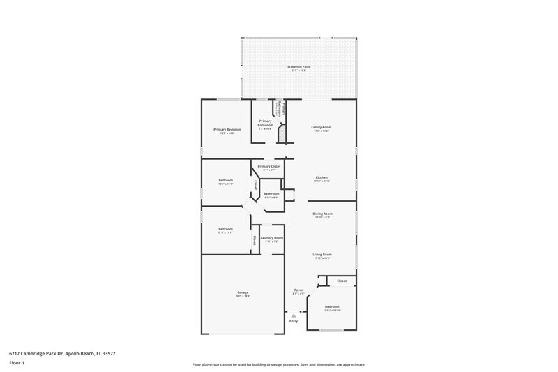 2,280/Mo, 6717 Cambridge Park Dr Apollo Beach, FL 33572 Floor Plan View