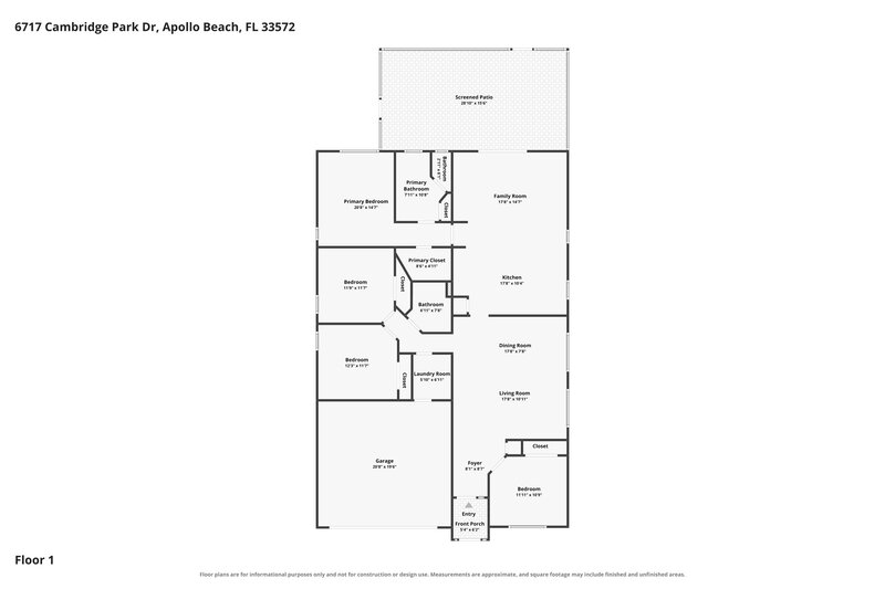 2,295/Mo, 6717 Cambridge Park Dr Apollo Beach, FL 33572 Floor Plan View