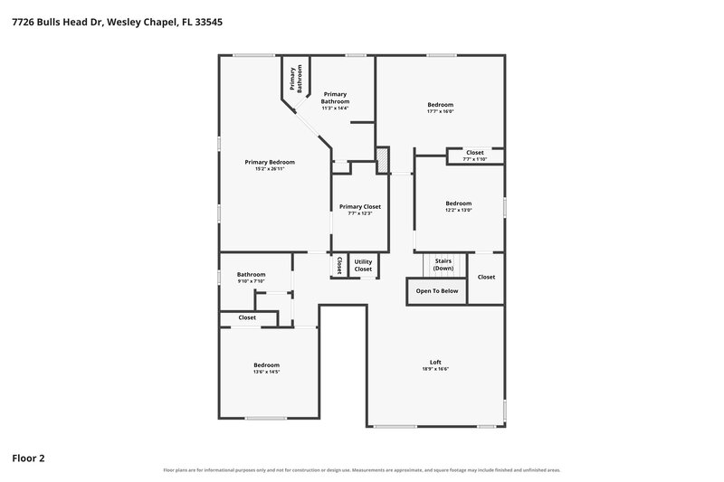 2,810/Mo, 7726 Bulls Head Dr Wesley Chapel, FL 33545 Floor Plan View 2