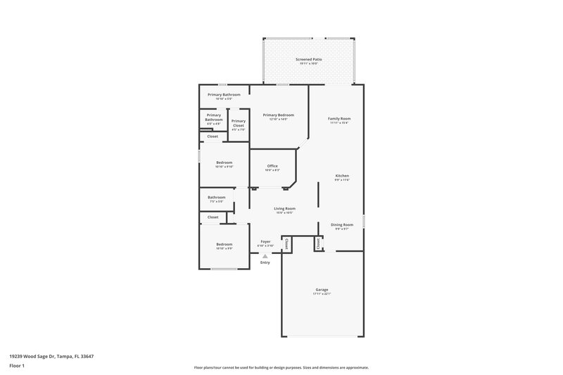 2,205/Mo, 19239 Wood Sage Dr Tampa, FL 33647 Floor Plan View
