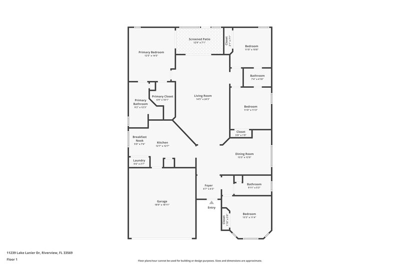 2,430/Mo, 11239 Lake Lanier Dr Riverview, FL 33569 Floor Plan View