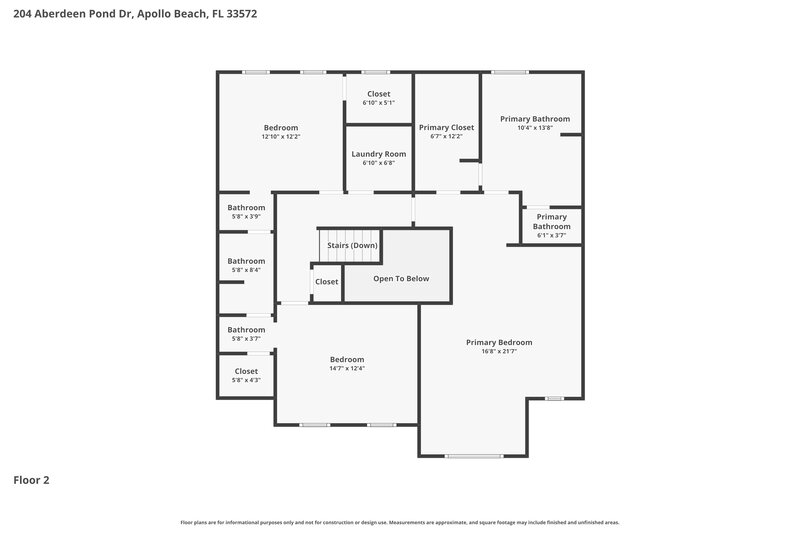 2,890/Mo, 204 Aberdeen Pond Dr Apollo Beach, FL 33572 Floor Plan View