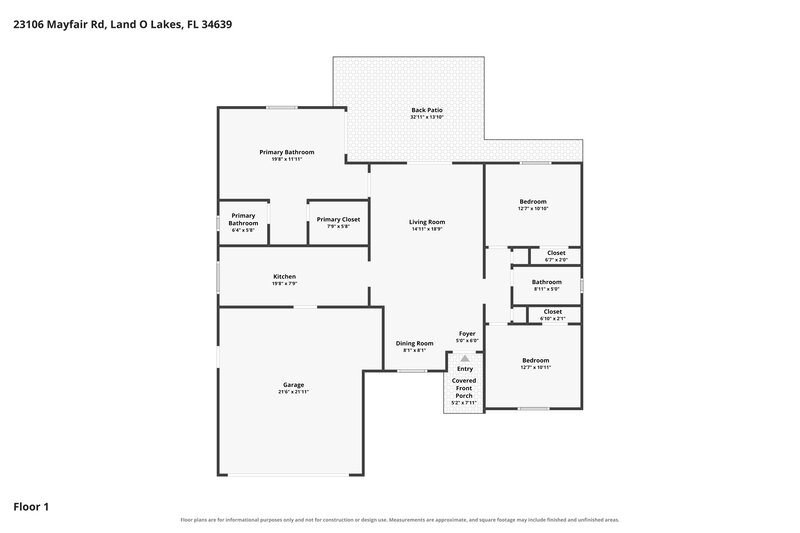 1,800/Mo, 23106 Mayfair Rd Land O Lakes, FL 34639 Floor Plan View
