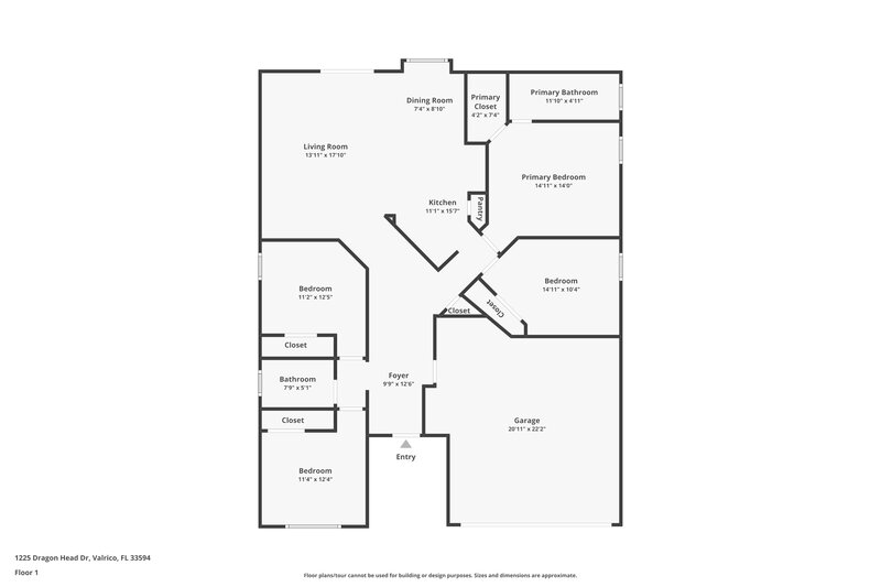 2,185/Mo, 1225 Dragon Head Dr Valrico, FL 33594 Floor Plan View