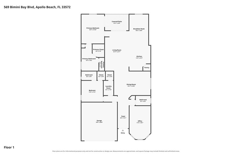 2,160/Mo, 569 Bimini Bay Blvd Apollo Beach, FL 33572 Floor Plan View