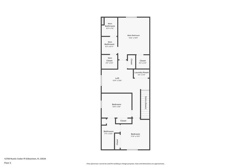 2,370/Mo, 12750 Rustic Cedar Pl Gibsonton, FL 33534 Floor Plan View 2