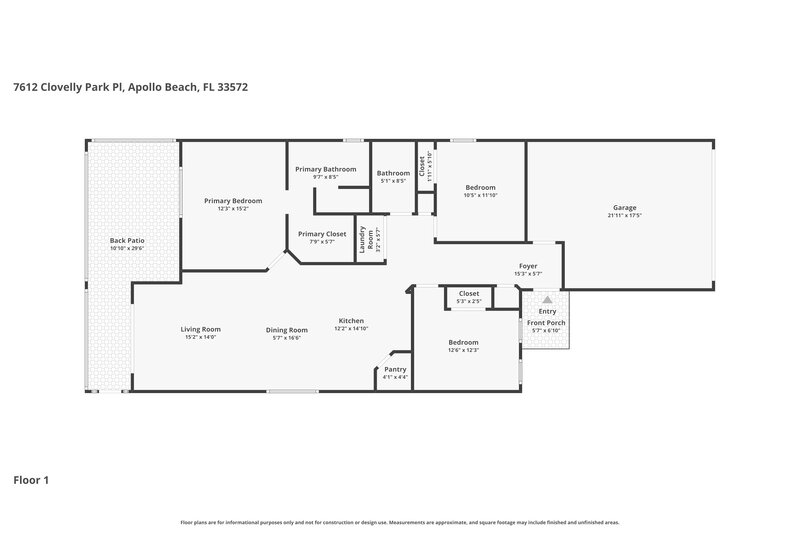 1,925/Mo, 7612 Clovelly Park Pl Apollo Beach, FL 33572 Floor Plan View