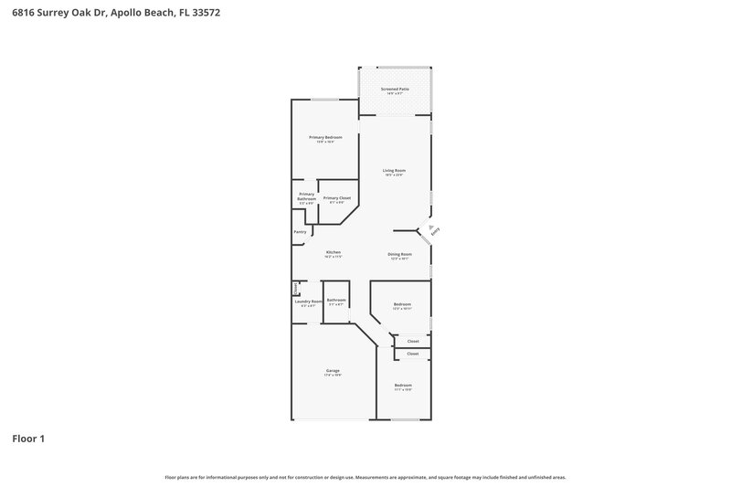 2,060/Mo, 6816 Surrey Oak Dr Apollo Beach, FL 33572 Floor Plan View