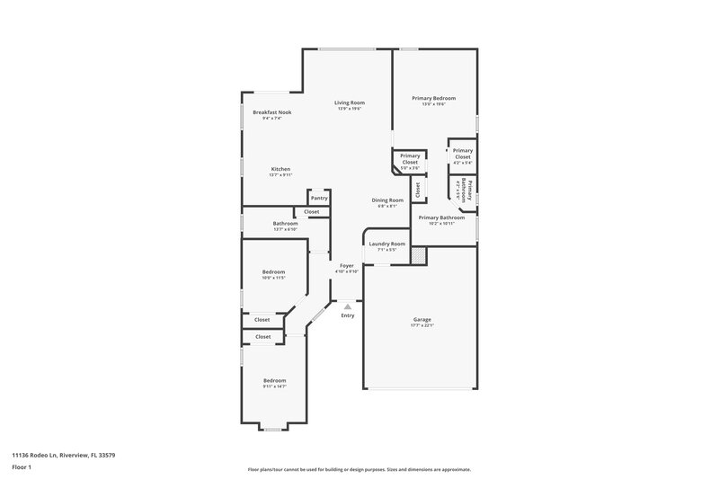 1,940/Mo, 11136 Rodeo Ln Riverview, FL 33579 Floor Plan View