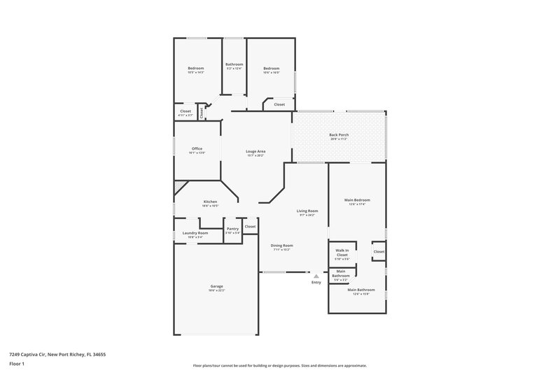 3,630/Mo, 7249 Captiva Cir New Port Richey, FL 34655 Floor Plan View