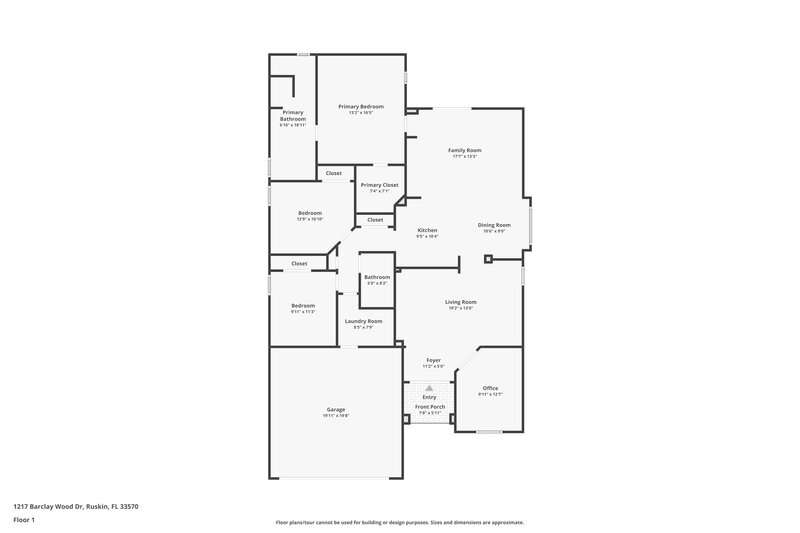 1,955/Mo, 1217 Barclay Wood Dr Ruskin, FL 33570 Floor Plan View