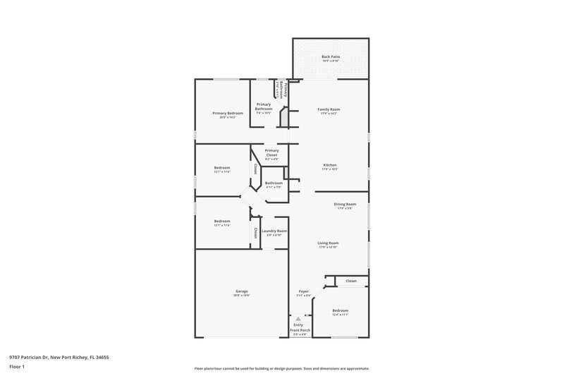 2,380/Mo, 9707 Patrician Dr New Port Richey, FL 34655 Floor Plan View