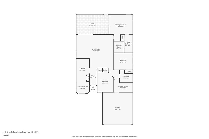 2,200/Mo, 11942 Lark Song Loop Riverview, FL 33579 Floor Plan View