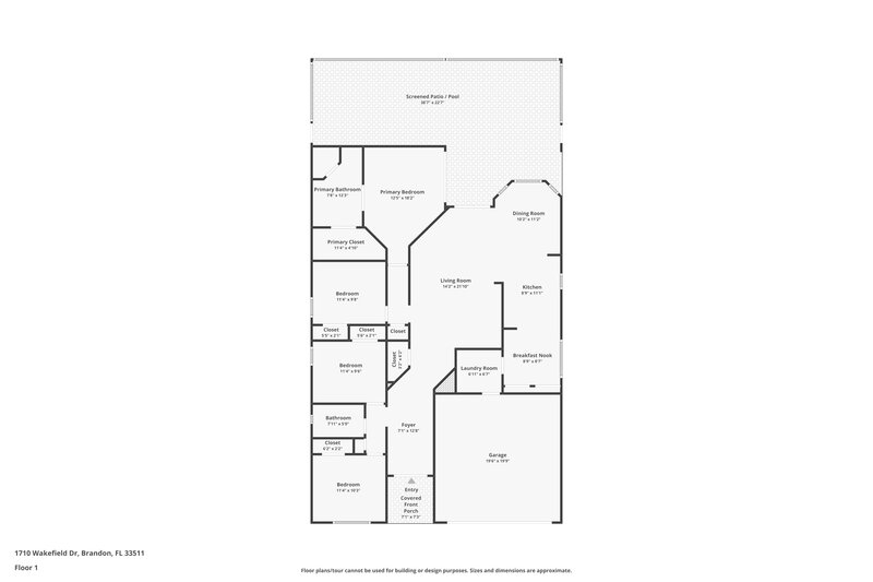 2,500/Mo, 1710 Wakefield Dr Brandon, FL 33511 Floor Plan View
