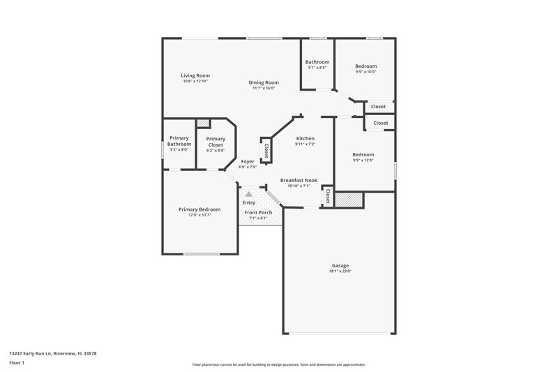 1,965/Mo, 13247 Early Run Ln Riverview, FL 33578 Floor Plan View