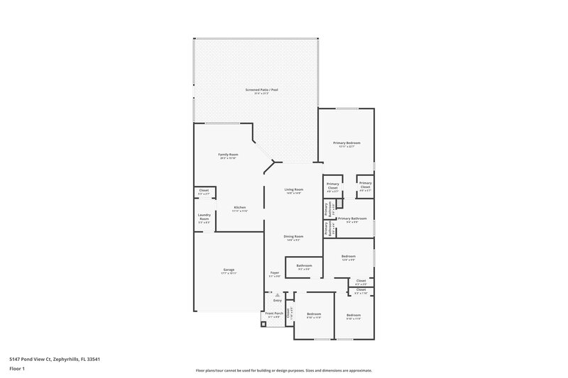 2,155/Mo, 5147 Pond View Ct Zephyrhills, FL 33541 Floor Plan View