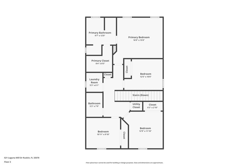 2,160/Mo, 521 Laguna Mill Dr Ruskin, FL 33570 Floor Plan View 2