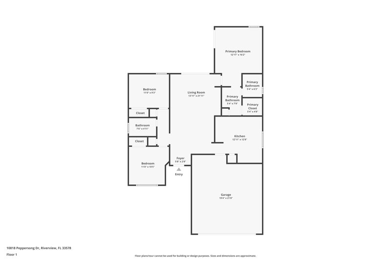 1,945/Mo, 10818 Peppersong Dr Riverview, FL 33578 Floor Plan View