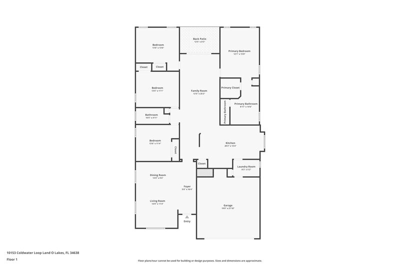 2,310/Mo, 10153 Coldwater Loop Land O' Lakes, FL 34638 Floor Plan View