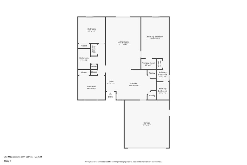 2,005/Mo, 703 Mountain Top Dr Valrico, FL 33594 Floor Plan View