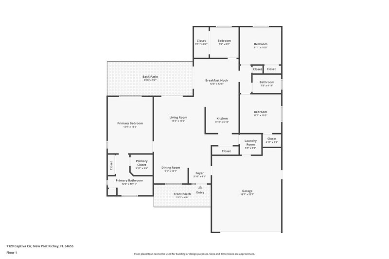 2,140/Mo, 7129 Captiva Cir New Port Richey, FL 34655 Floor Plan View