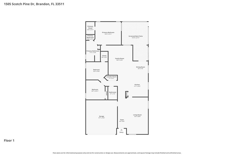 2,390/Mo, 1505 Scotch Pine Drive Brandon, FL 33511 Floor Plan View