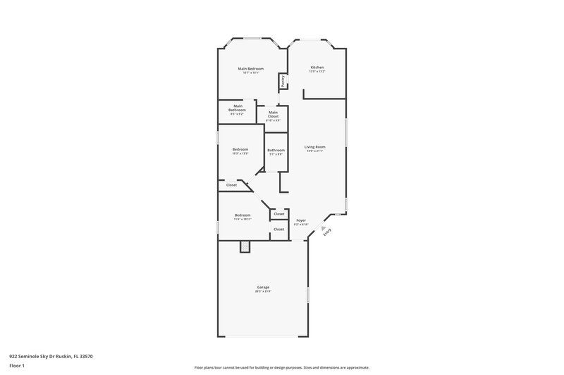 1,955/Mo, 922 Seminole Sky Dr Ruskin, FL 33570 Floor Plan View