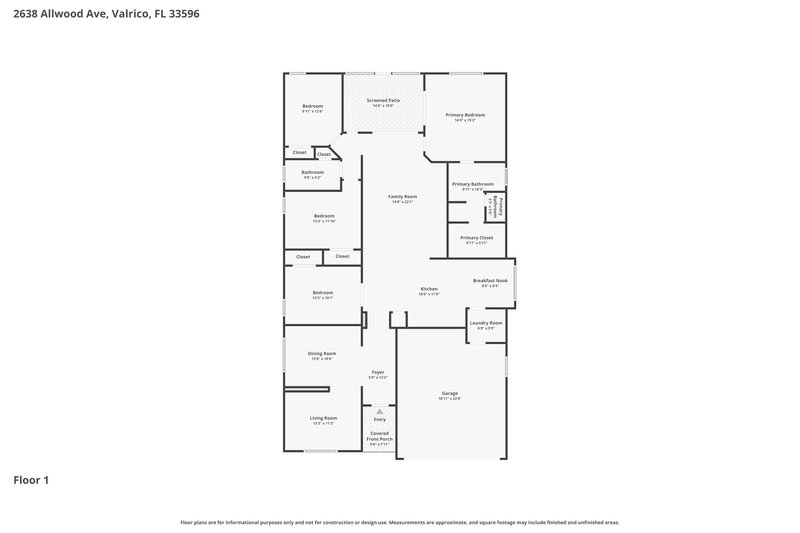 2,655/Mo, 2638 Allwood Ave Valrico, FL 33596 Floor Plan View