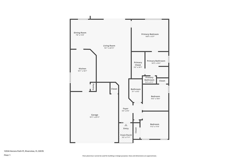 2,280/Mo, 12534 Herons Path Pl Riverview, FL 33578 Floor Plan View