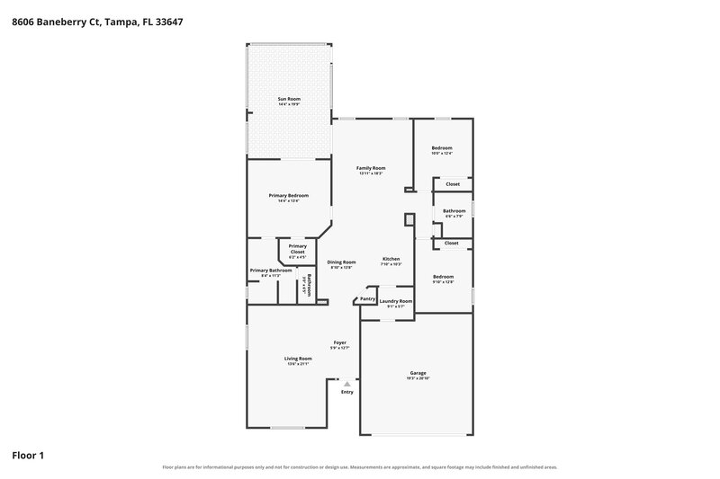 2,190/Mo, 8606 Baneberry Ct Tampa, FL 33647 Floor Plan View