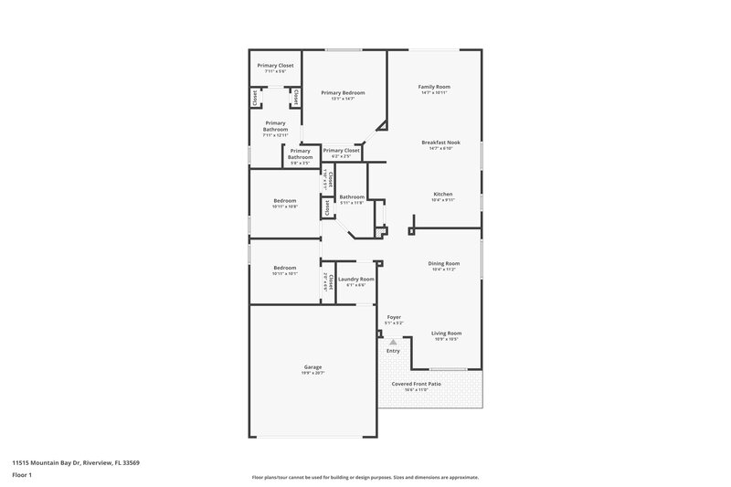 2,135/Mo, 11515 Mountain Bay Dr Riverview, FL 33569 Floor Plan View