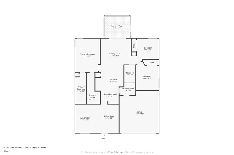 1,885/Mo, 25806 Bloomsbury Ct Land O Lakes, FL 34639 Floor Plan View
