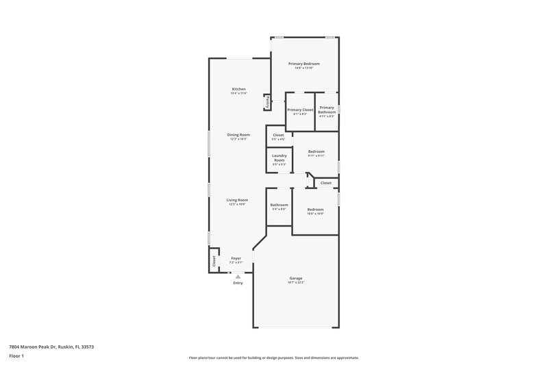 1,765/Mo, 7804 Maroon Peak Dr Ruskin, FL 33573 Floor Plan View